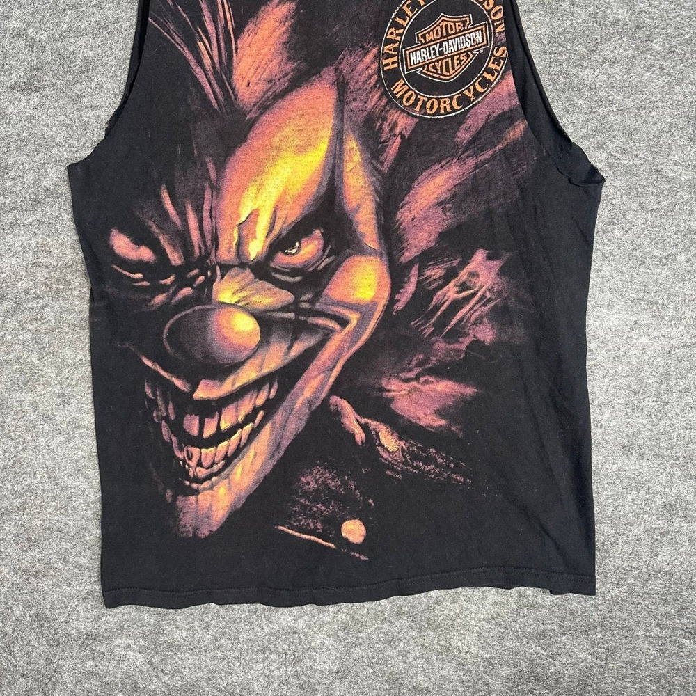 Harley Davidson Joker Clown Shirt St Paul Mens Black‎ Cut Sleeve Tank Top Large - Picture 6 of 14
